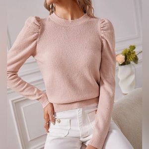Emery Rose Puff Sleeve Pink Sweater